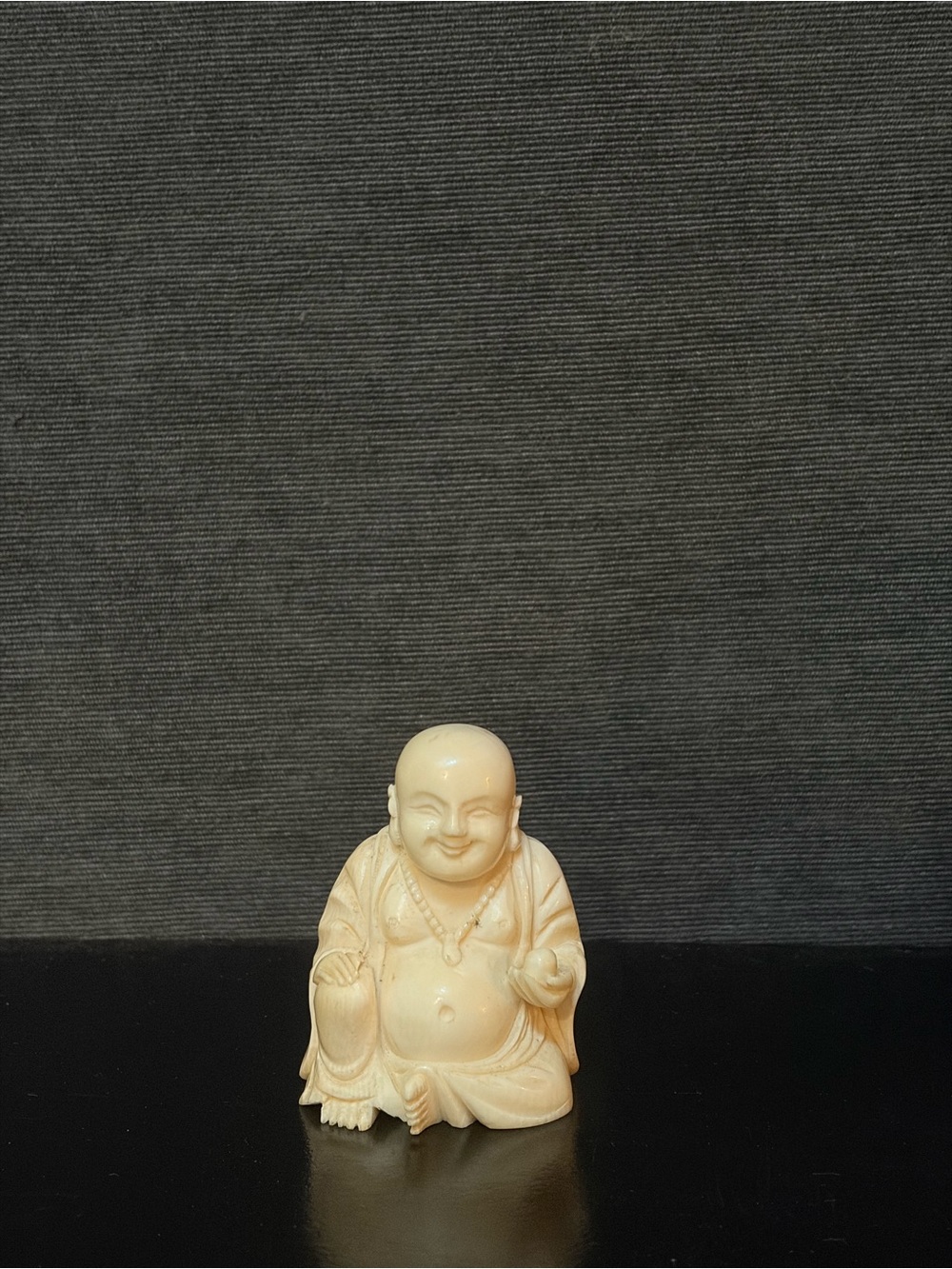 Vintage Classic Ivory Laughing Buddha Statue - Home Art